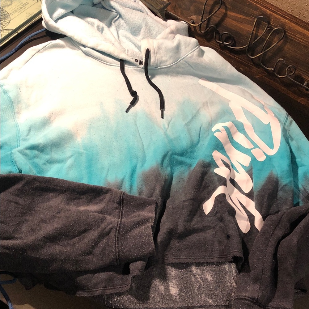 Dip-Dye Ombre Hoodie in Teal, Black and White Victoria secret